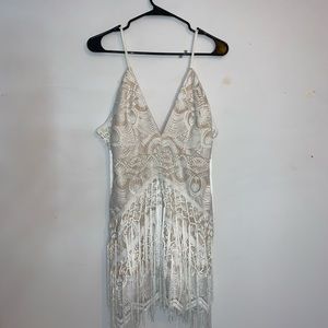 White lace fringe dress
